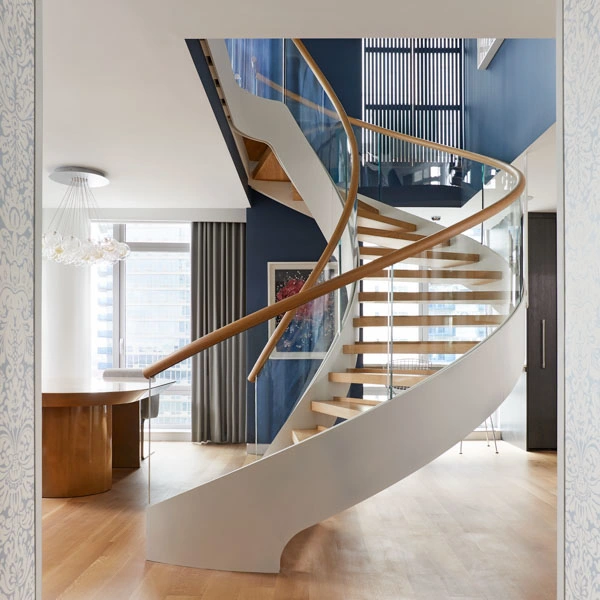 Accueil Design moderne acier massif escalier en bois incurvé