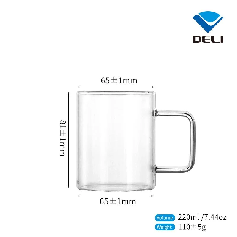 Venda por grosso de vidro personalizada de 220ml caneca café xícara de leite suco cerveja de água para beber