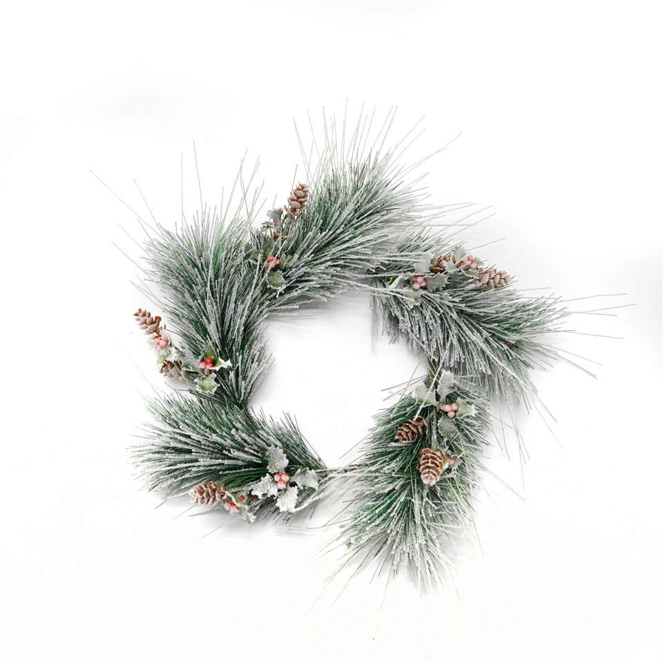 Venta caliente Decoración de Navidad corona de agujas de pino Pino Artificial guirnalda cono decoración vacaciones corona de flores