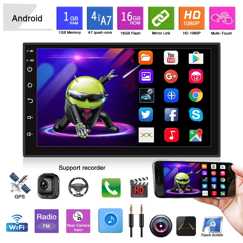 Auto Universal Android 2 DIN Parts WiFi Bluetooth Audio estéreo Reproductor de radio multimedia con pantalla táctil de 9 pulgadas para coche DVD Navegación GPS para MP3 MP4 MP5