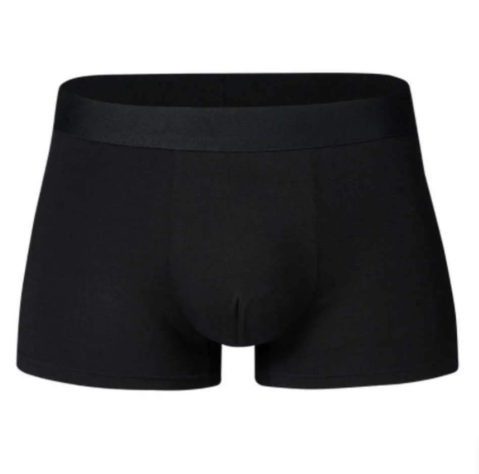 Men High Quality Spandex Cotton MID Waist Boxer Briefs Black Soft Body Custom Printing Underwear Casual Slimi Fit Black Brief