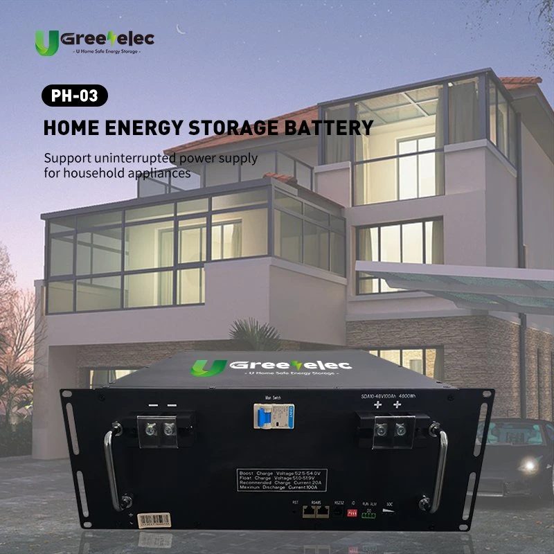 U-ménage Greenelec cycle profond 48V 50Ah Rechargeable 100Ah batterie solaire mur au lithium-ion d'alimentation