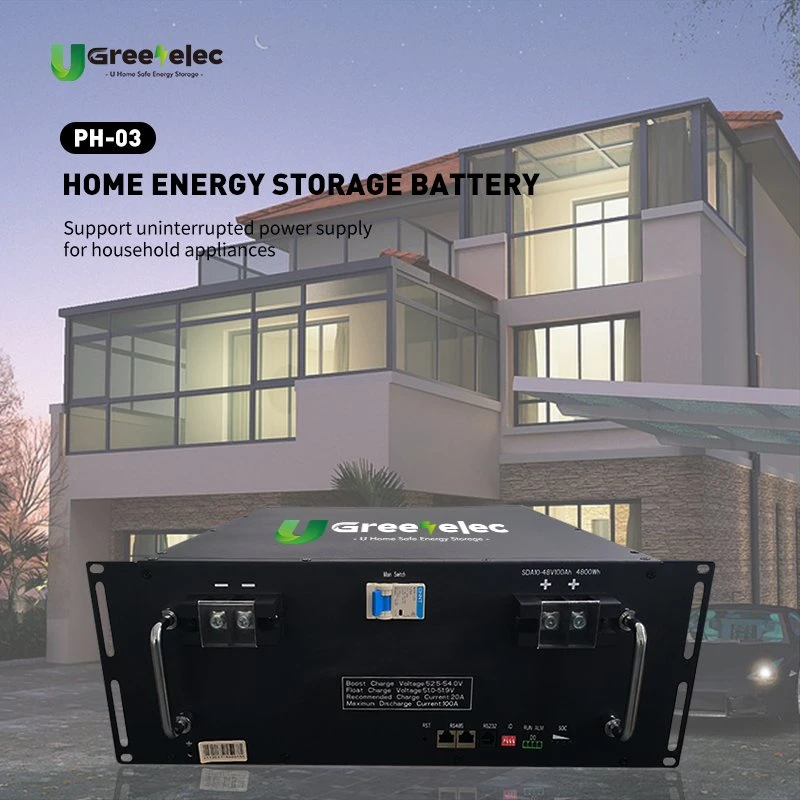 U-Greenelec Haushalt Tiefzyklus wiederaufladbare 48V 50Ah 100Ah Solar-Batterie Power Wall Lithium-Ionen