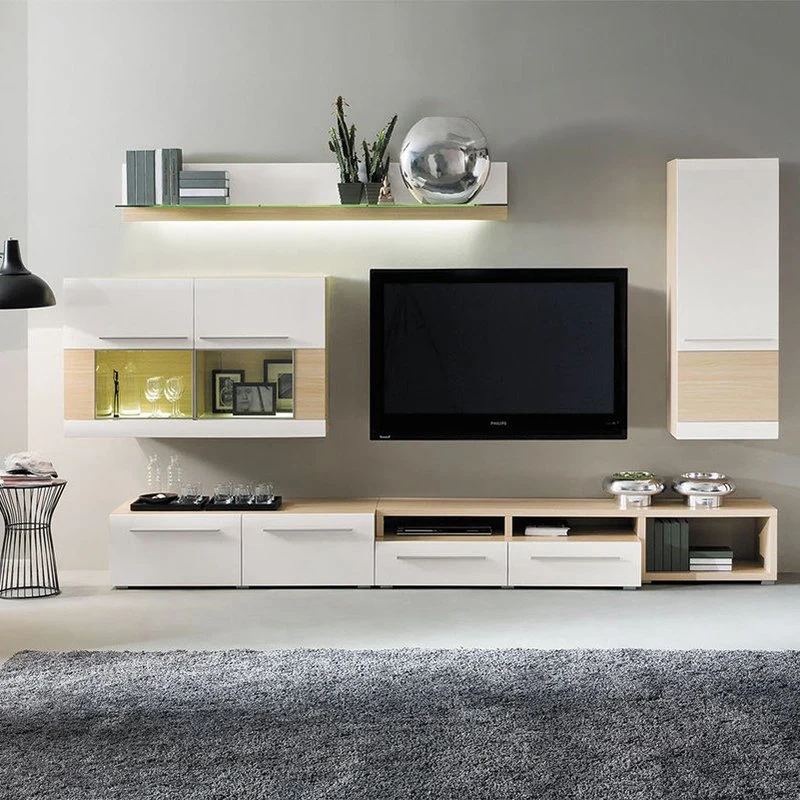 Moderner Stil hölzerner TV-Ständer Weiß MDF TV-Schrank für Wohnzimmer