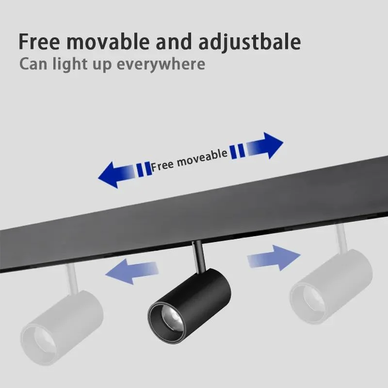 Dispositivo de fixação do farol de rampa ajustável comercial 48V ILUMINADO REBATÍVEL Magnético Via Light