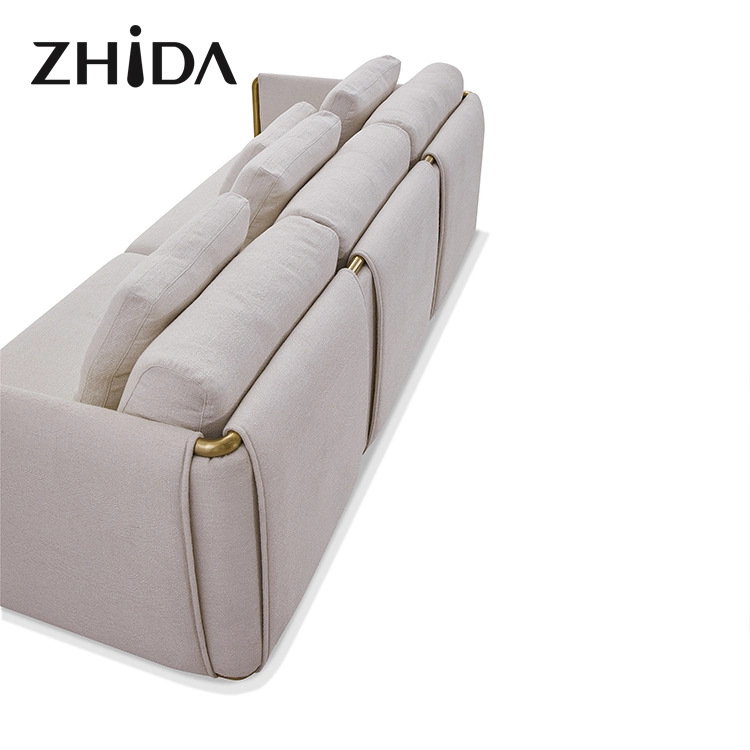 Italienische Moderne Couch-Set Design Wohnzimmer Möbel Luxus Gold Metall Armlehne Sektional Samt Polsterung Stoff Sofa