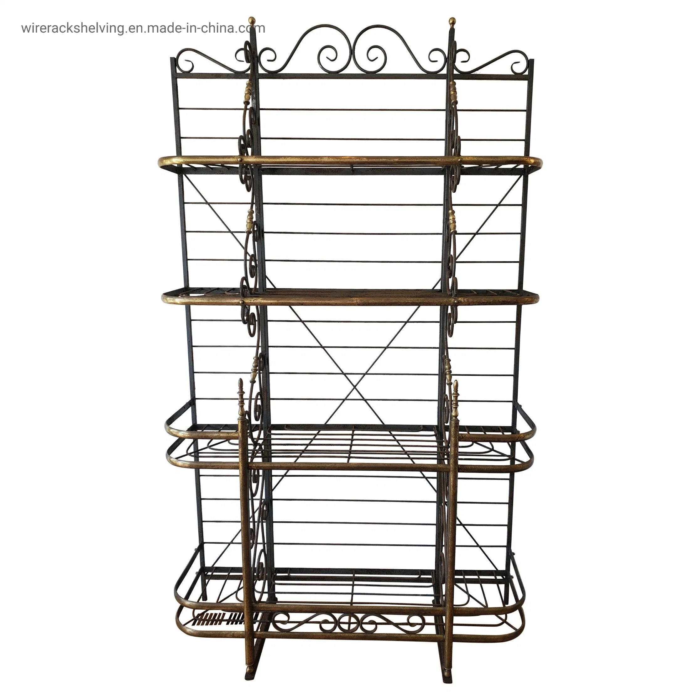 Black 3 Tier Gothic Baker Rack with Metal Wire Shelves for Bread with Light Life