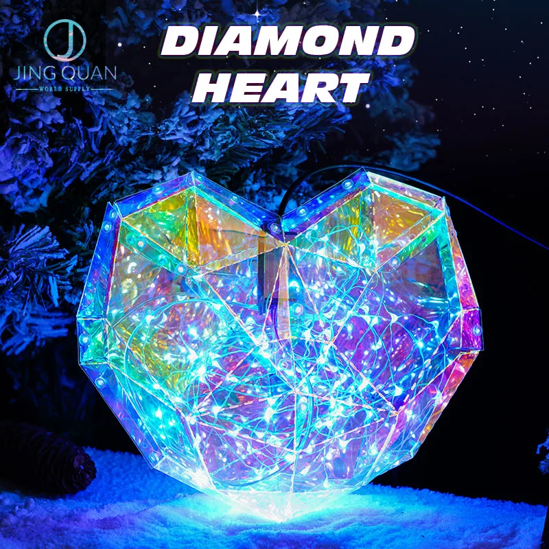 Diamond Heart Art Motif Lights LED Festive Decoration Indoor Valentine's Day 2023 Gifts Ideas Trending Product 3D Color Lamp