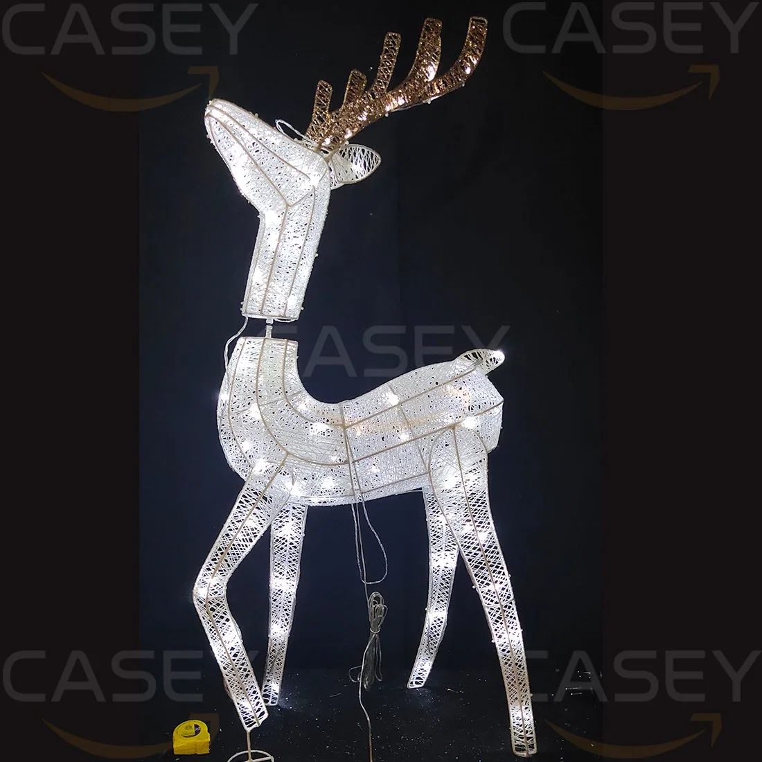 Christmas Reindeer Decor Light 100 LED Lights Stand Deer Pattern Plug-in Decorative Light Xmas Ornament Pre-Lit Buck Deer Lamp for Garden Yard in