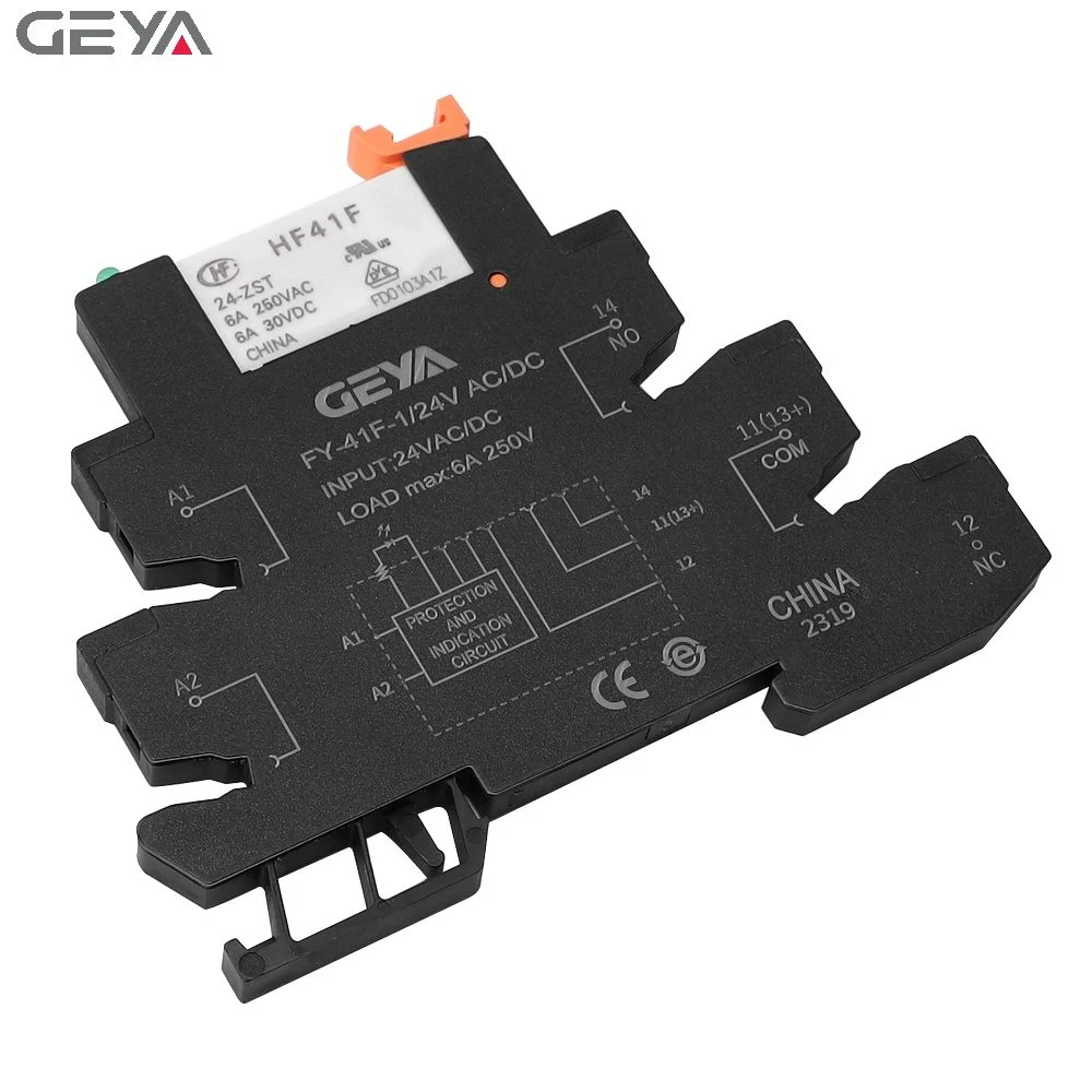 Geya Fy-41f-1 DIN Rail Relay Module with Socket 12VDC or 24VDC