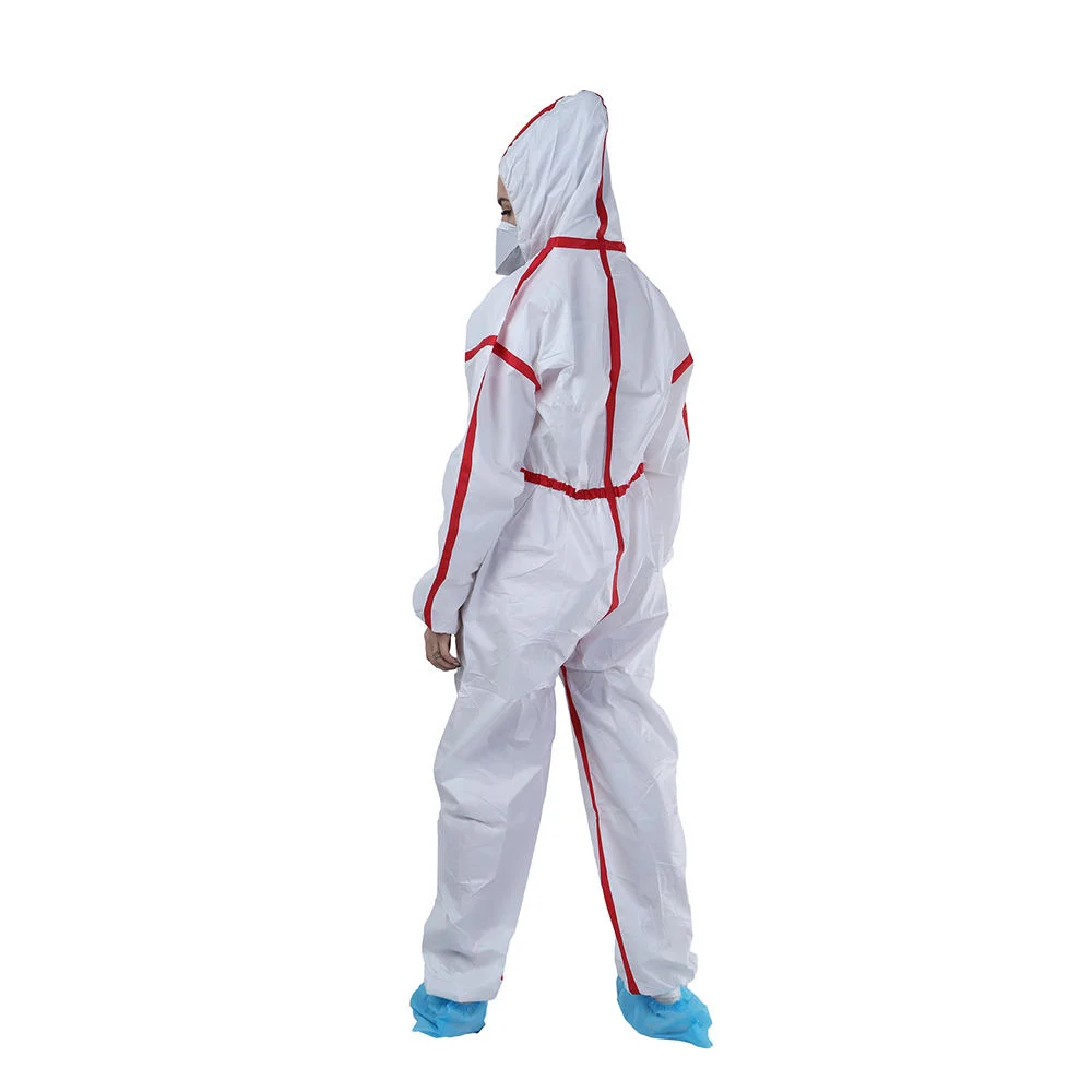 Tipo de baratos 4/5/6 Traje Hazmat Ppes resistente a productos químicos no Tejido microporoso desechables SMS El amianto se adapte a mono con Logo