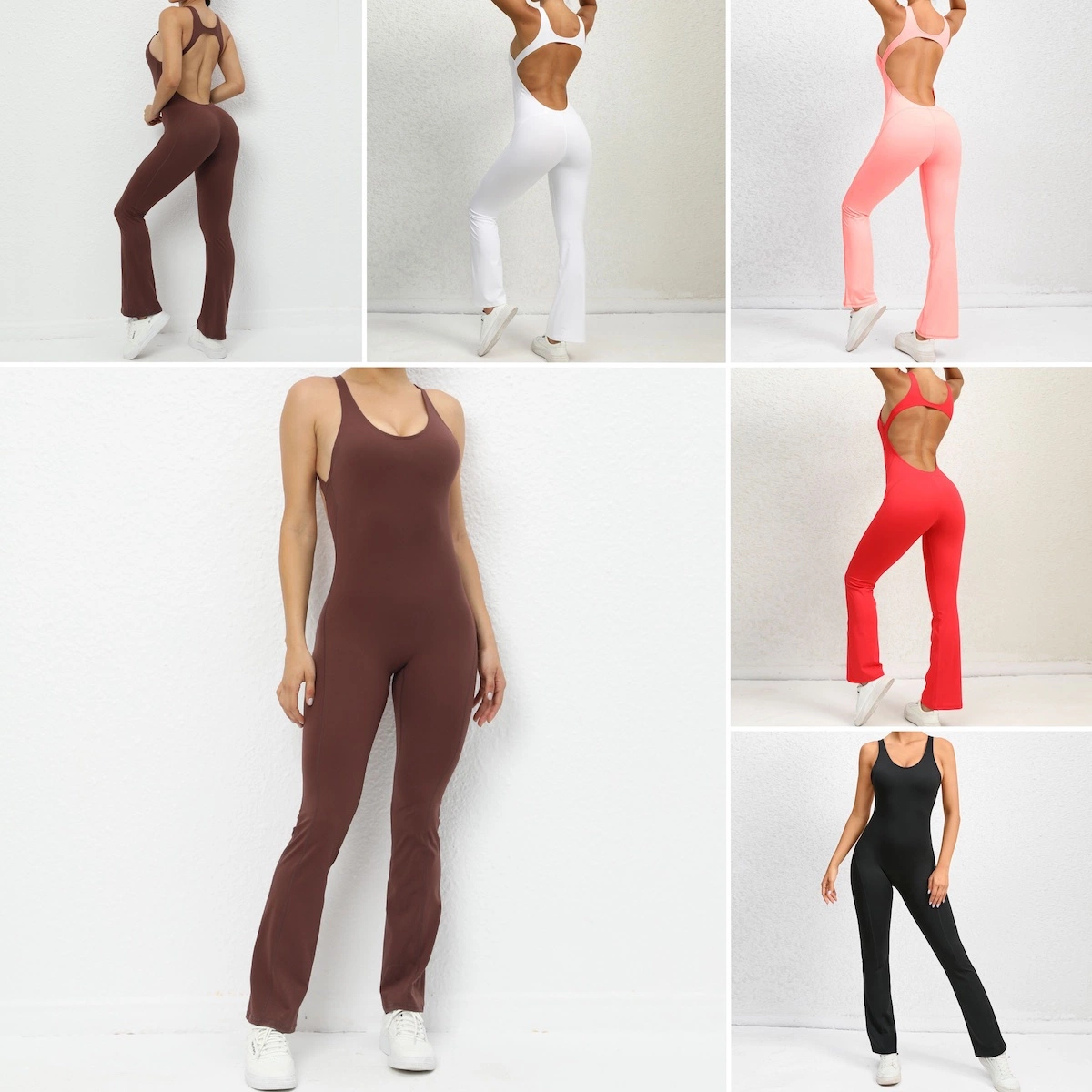 Hot-Sale New Summer Sexy Backless Dance Leotard Sports Clothing for Women, Customized Logo Buttock Lift Tummy Control Flared Yoga Pilates Fitness Jumpsuits