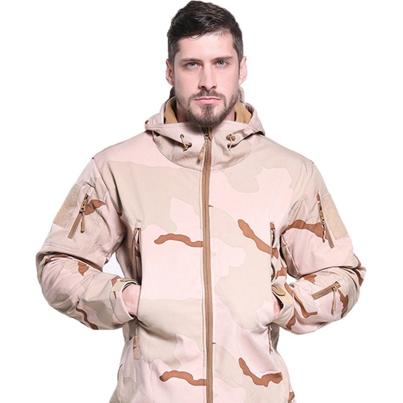 New Outdoor Clothing Shark Skin Softshell Charge Suit Warm Grab Velvet Camouflage Hunting Clothes Waterproof for Men Acu Uniform