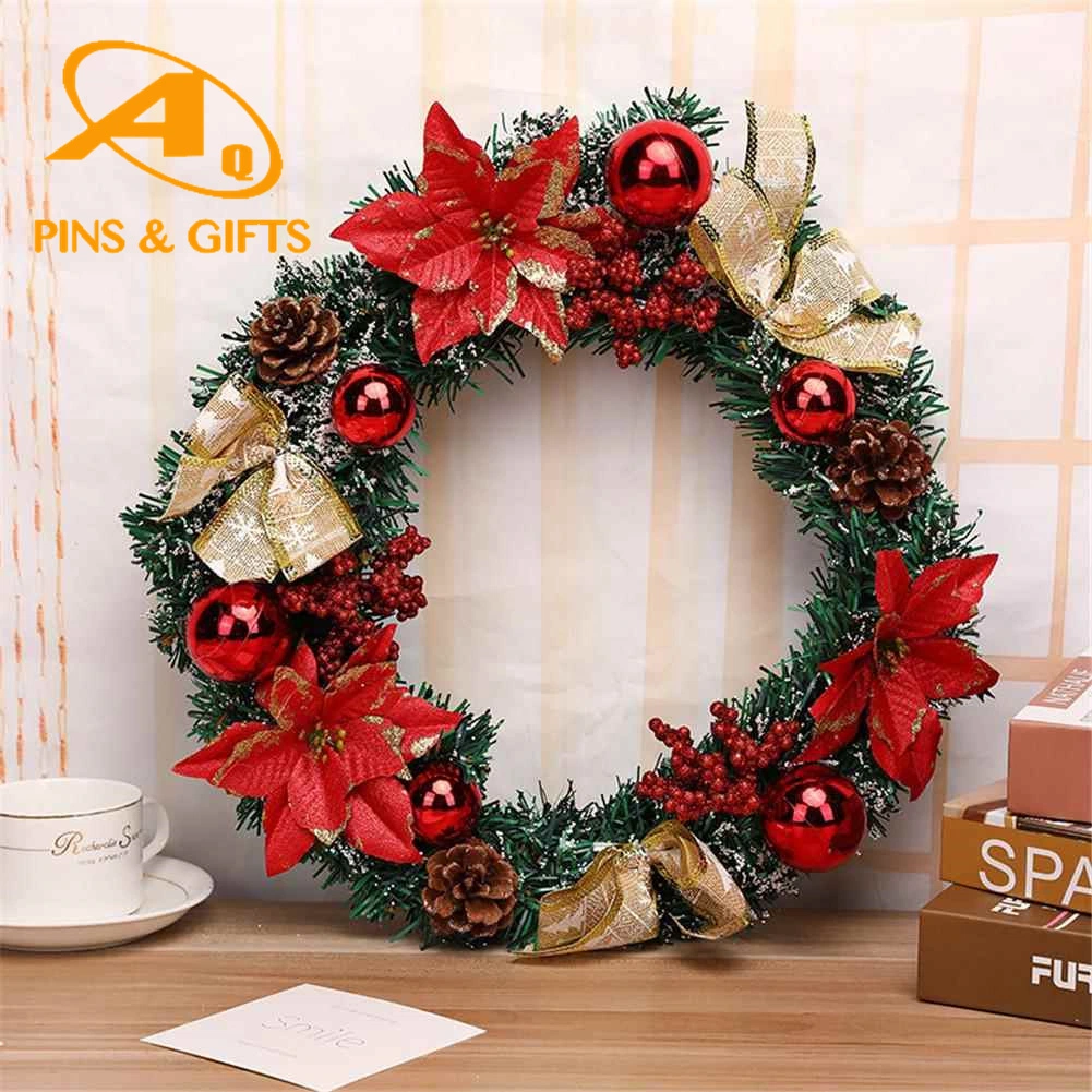 Christmas Garland Factory Wholesale/Supplier 24&prime; &prime; Artificial PVC Mixed Pine Needle Frosted Glitter Wreath Morocco for New Year