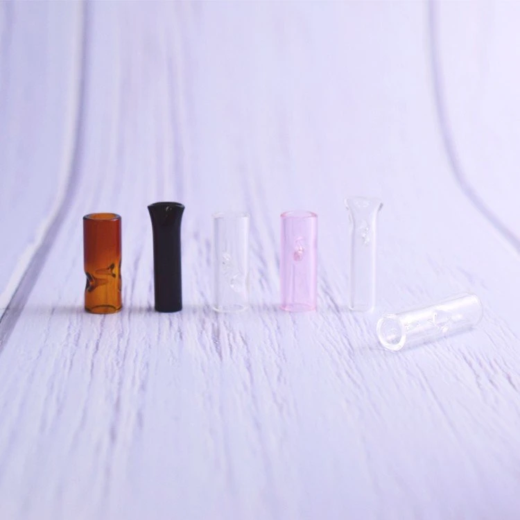 Reusable Cigarette Filter Holders Diamond Decoration Thick Glass One Hitter Pipe Smoking Accessories Smoking Pipe