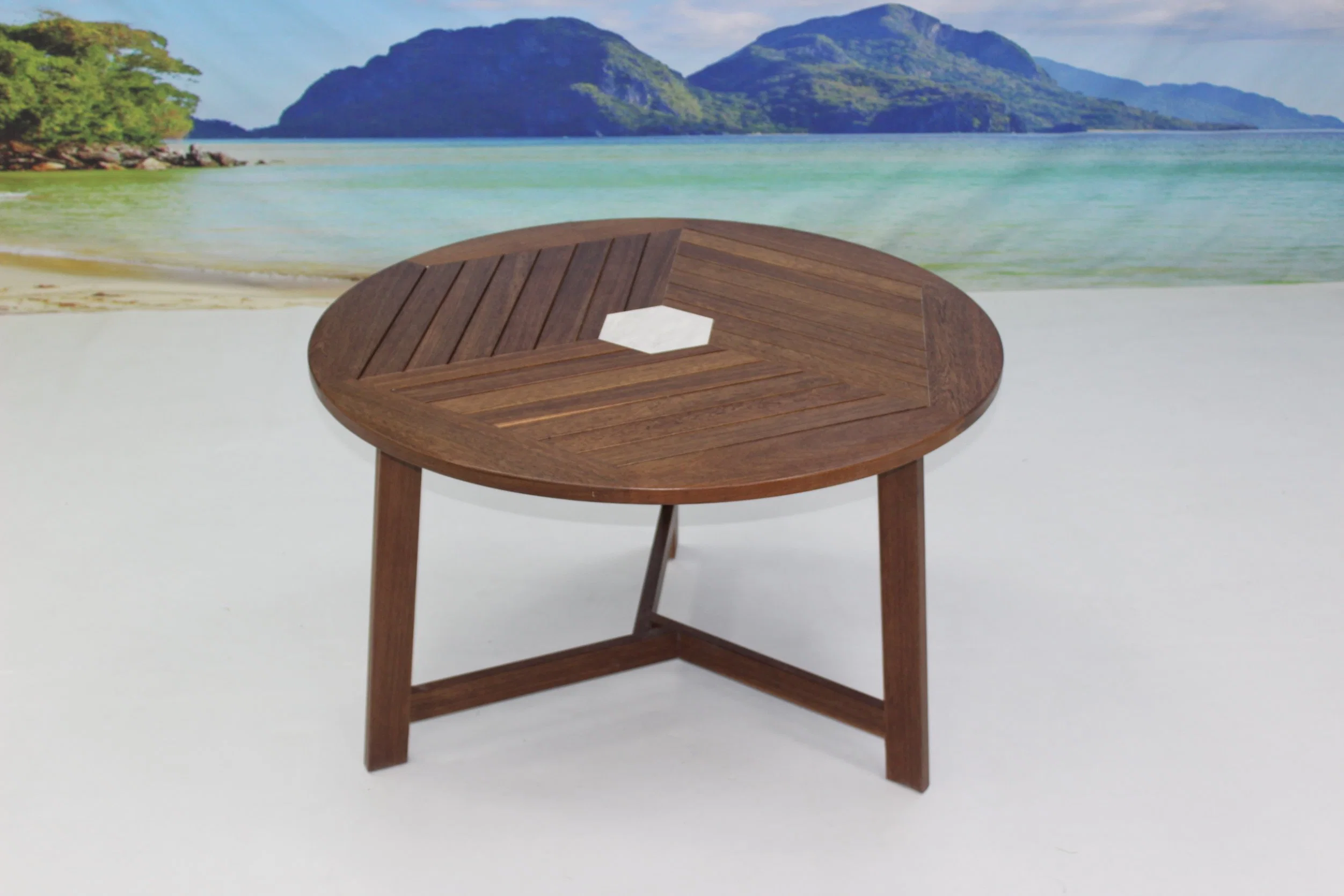 Madera de teca moderno jardín cuerda mesa y sillas de comedor Muebles