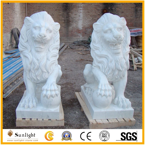 Anique Outdoor Pink/White/Grey/Yellow/Green Marble Stone Hand Carving Statue Tiger Sculpture