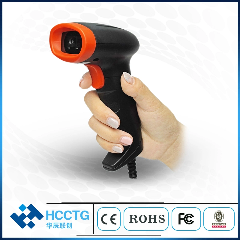 ماسحة ضوئية طويلة المدى تعمل برمز QR تم صنعت في الصين قارئ QR المخزون 2D Wireless Barcode Scanner HS-6603