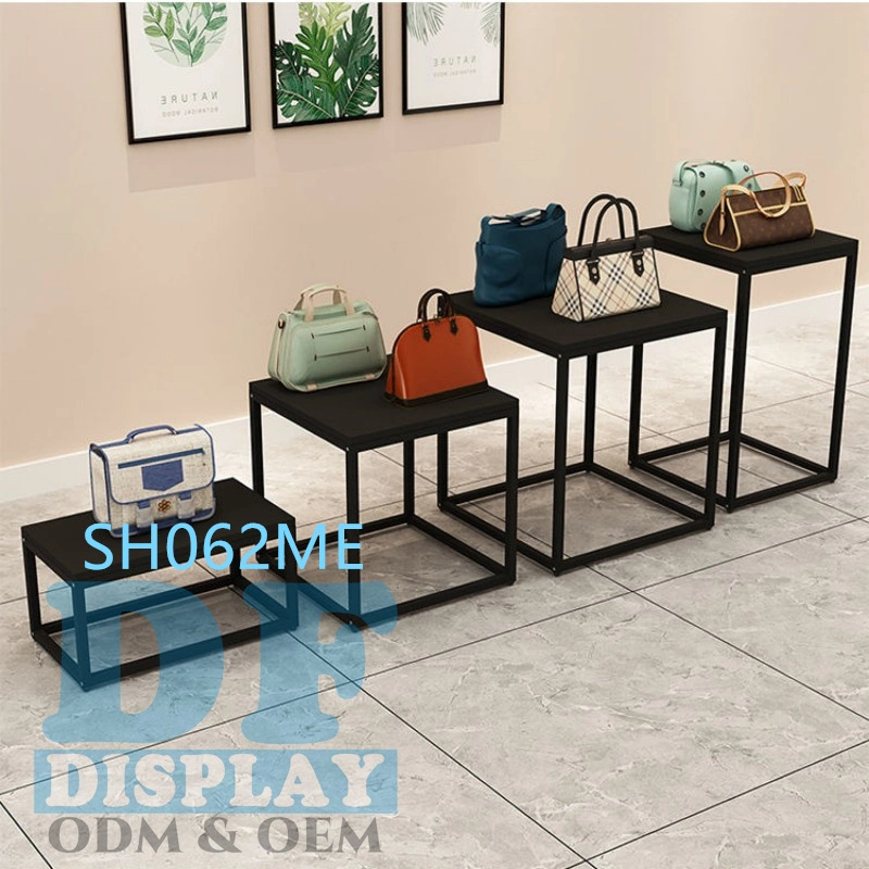 Blacknesting Tables Retail Store Display Metal Boutique Shoe Display Stands Promotion Display Table Clothing Store Black Gold White Shoes and Bags Display Rack
