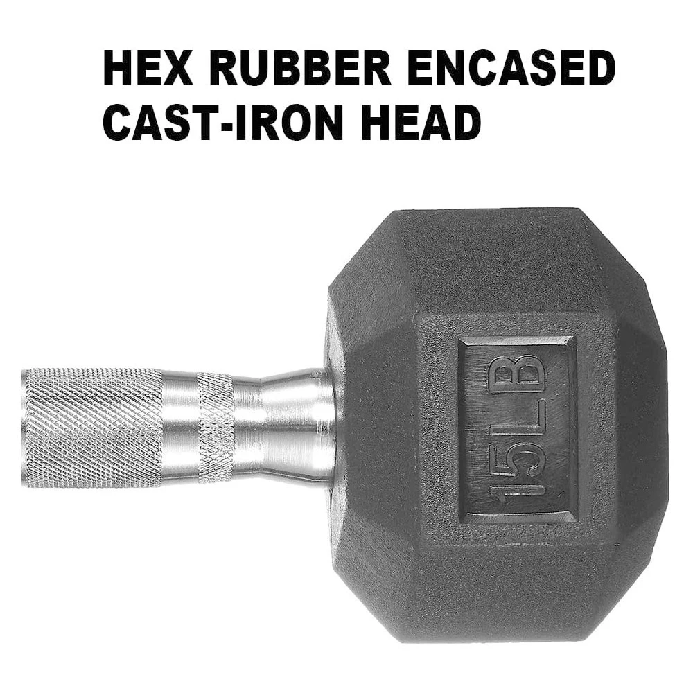 Rubber Coated Solid Steel Cast-Iron Dumbbell for Muscle Toning, Full Body Workout, Home Gym Dumbbell, Sold in Single