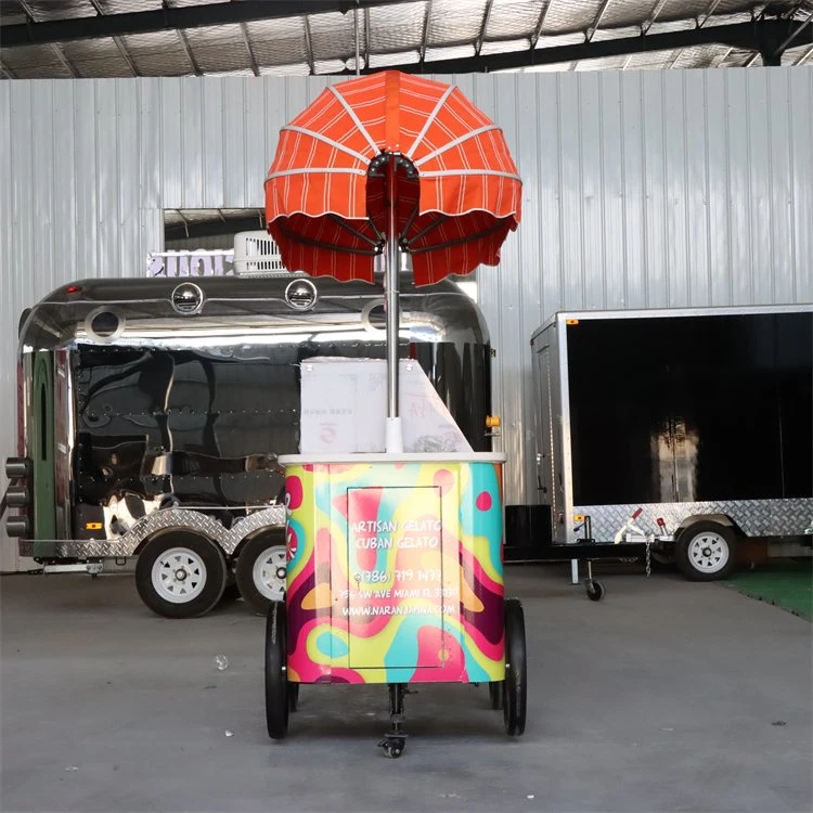 2023 EE.UU. Remolque de alimentos Mobile Ice Cream Cart Snack Food Trailer Caravans para la venta