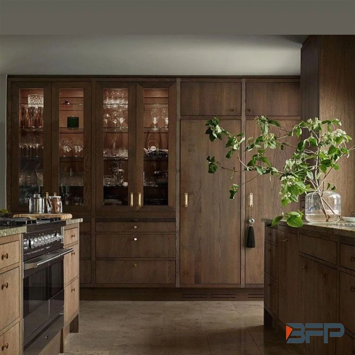 Dark Wood Kitchen Cabinet with Excellent Design