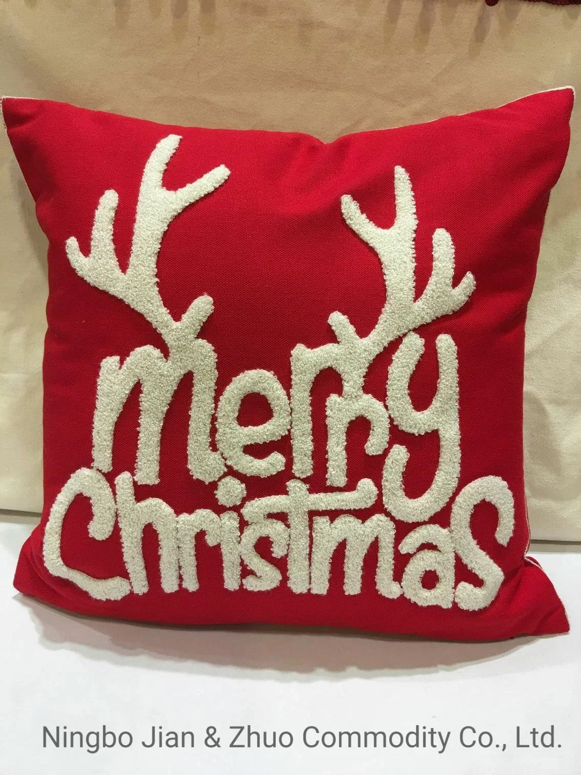 Custom Embroidery Cotton Christmas Pillow Cushion Used for Home Decoration and Cars