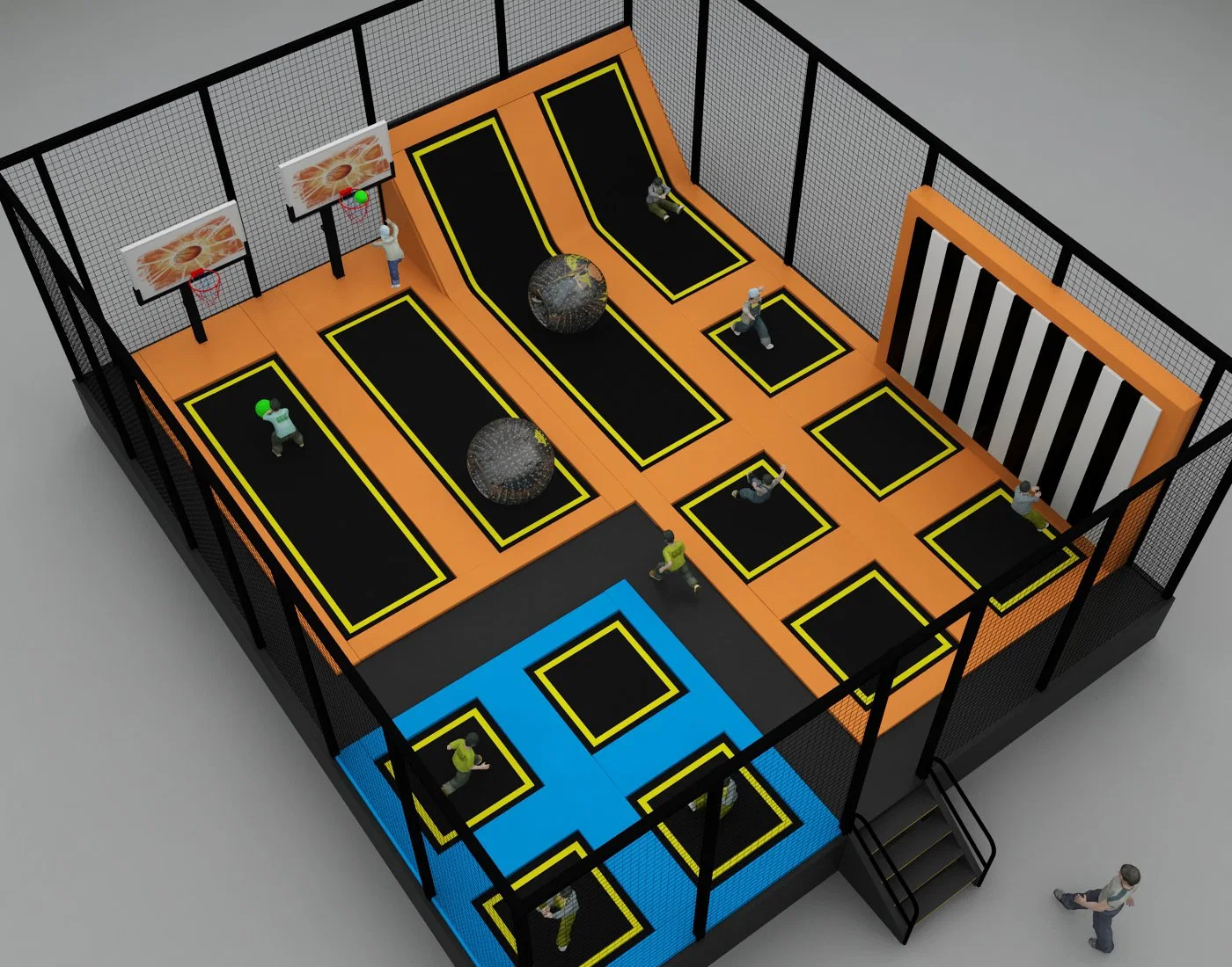Populaire espace personnalisé thème enfants équipement de terrain de jeu intérieur avec trampoline Garez-vous à vendre