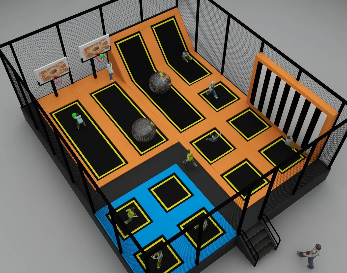 Popular espacio personalizado tema niños Interior de juegos de equipo con trampolín Parque para la Venta