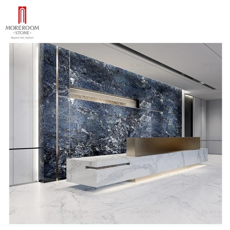 Blue Series Large Size Sintered Stone Wall Marble Slab Sintered Stone Slab Factory