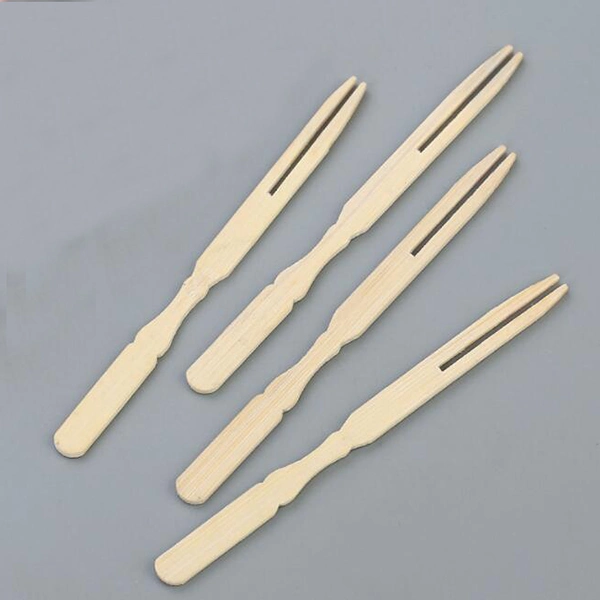 Disposable Bamboo Two Prong Fruit Fork for Party/Banquet/Buffet/Catering/Daily Life