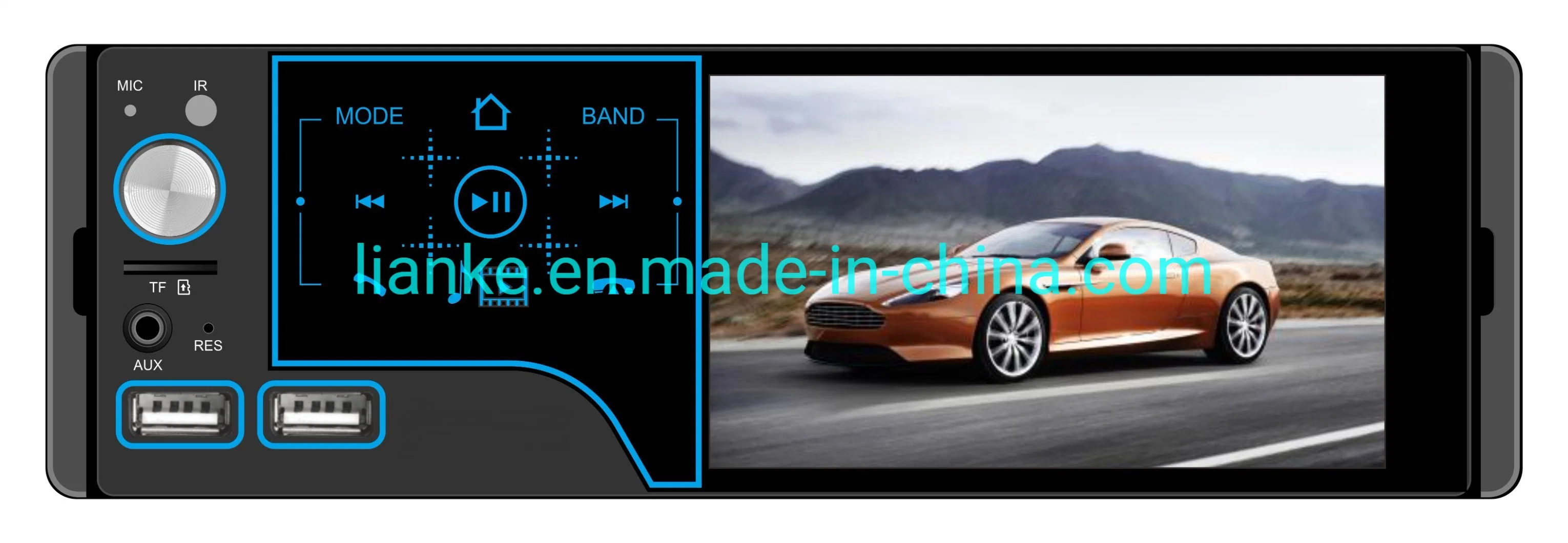 مشغل وسائط بلوحة لمس استريو 4بوصة 1DIN Car Video MP5 راديو Bluetooth