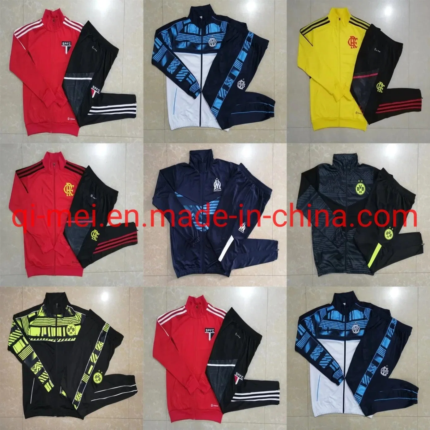 Cheap 22/23 Season Flamengo Sao Paulo Marseille Dortmund Full Zip Soccer Training Suits Tracksuits