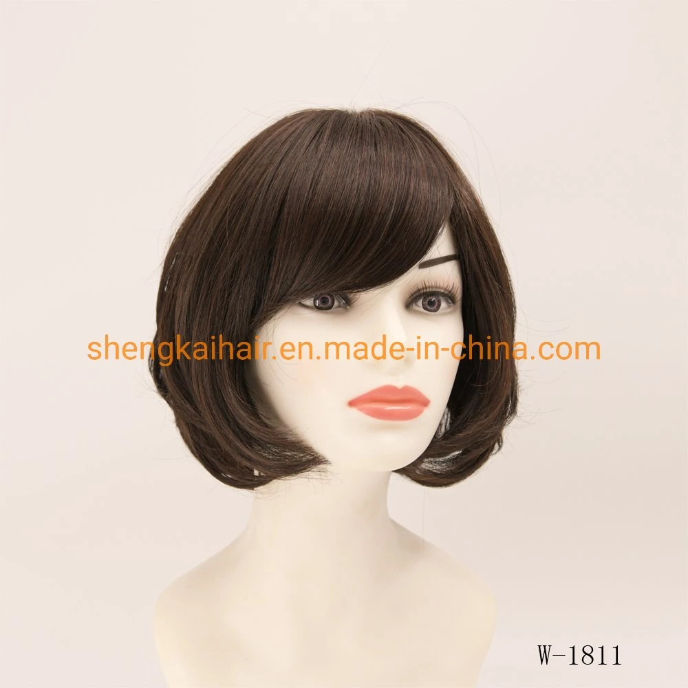 Wholesale/Supplier Good Quality Handtied Human Hair Synthetic Hair Mix Wig Hair for Ladies 556