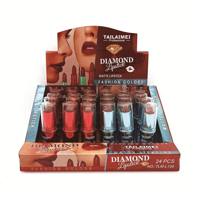 Tailaimei Vegan personalizado pintalabios 24 colores de moda juego de lápices labiales de larga duración de la cobertura completa de Diamante hidratante labial mate