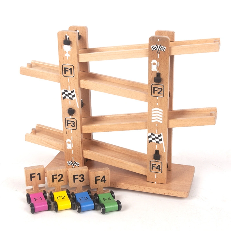 Montessori Деревянная образовательная гонка гоночная машина лестничное скольжение игрушка для Дошкольники