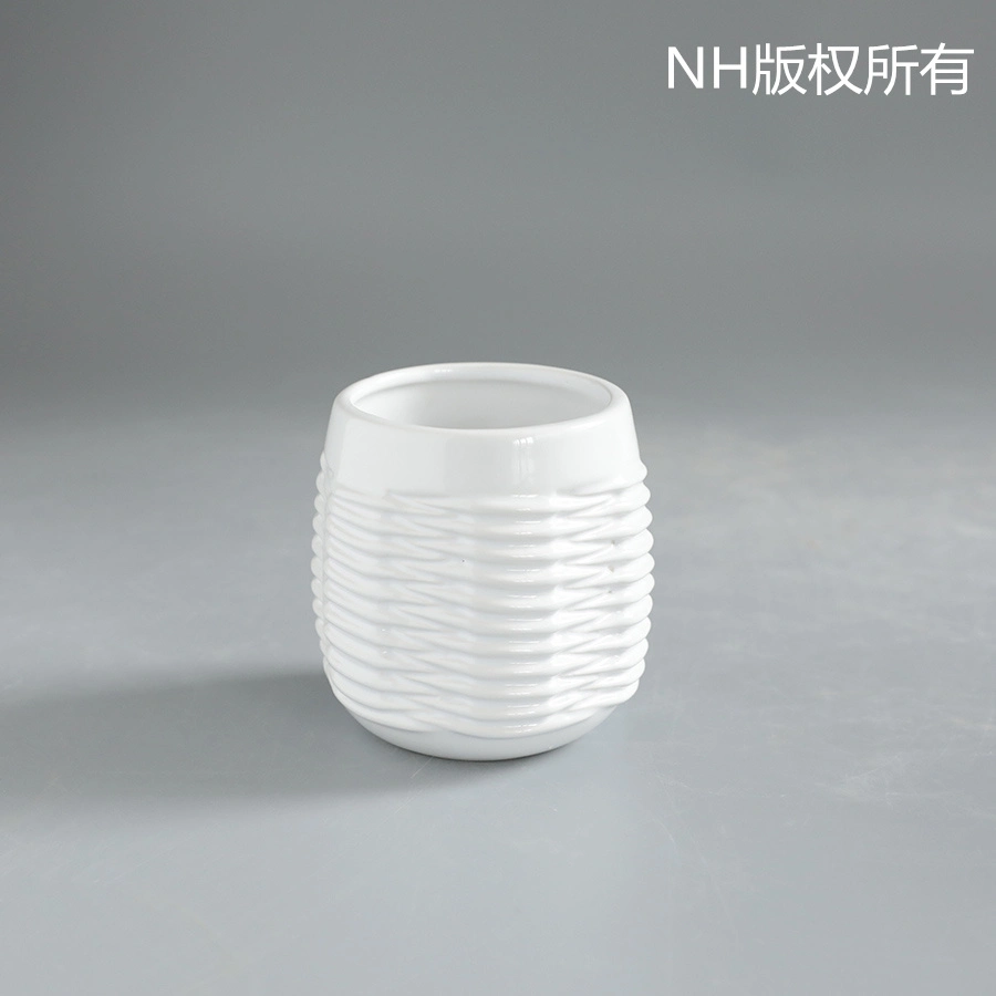 Ceramic White Round Indoor Flower Pot Square Round Shape with Custom Design Outdoor Flower Pot Home and Garden Decoration