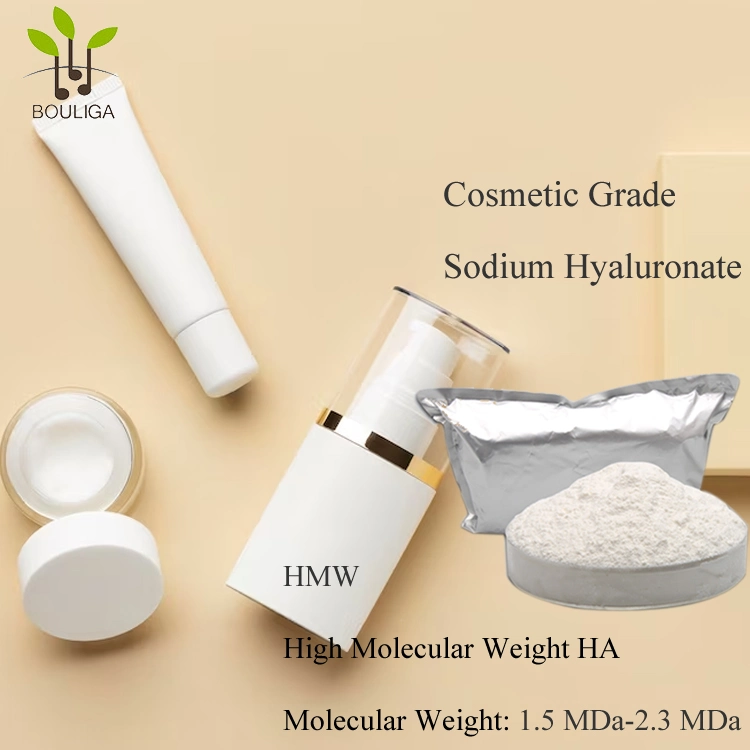 Le poids moléculaire moyen l'acide hyaluronique Grade cosmétique hyaluronate de sodium en poudre