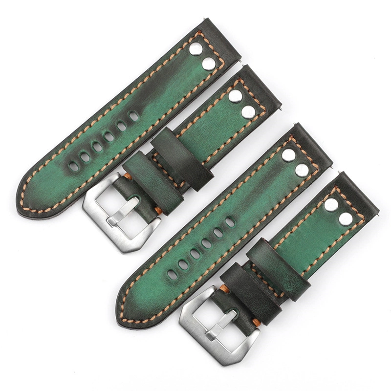 New Arrival Pilot Watch Strap Green Aviator 24mm Leather Watch Bands