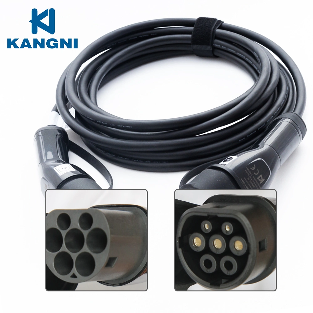 كابل شحن سريع لسيارة Kangni Level3 EV بقدرة 7 كيلووات 32A فردي المرحلة Gbt إلى Type2 IEC62196 AC شحن البطارية التلقائي Gun