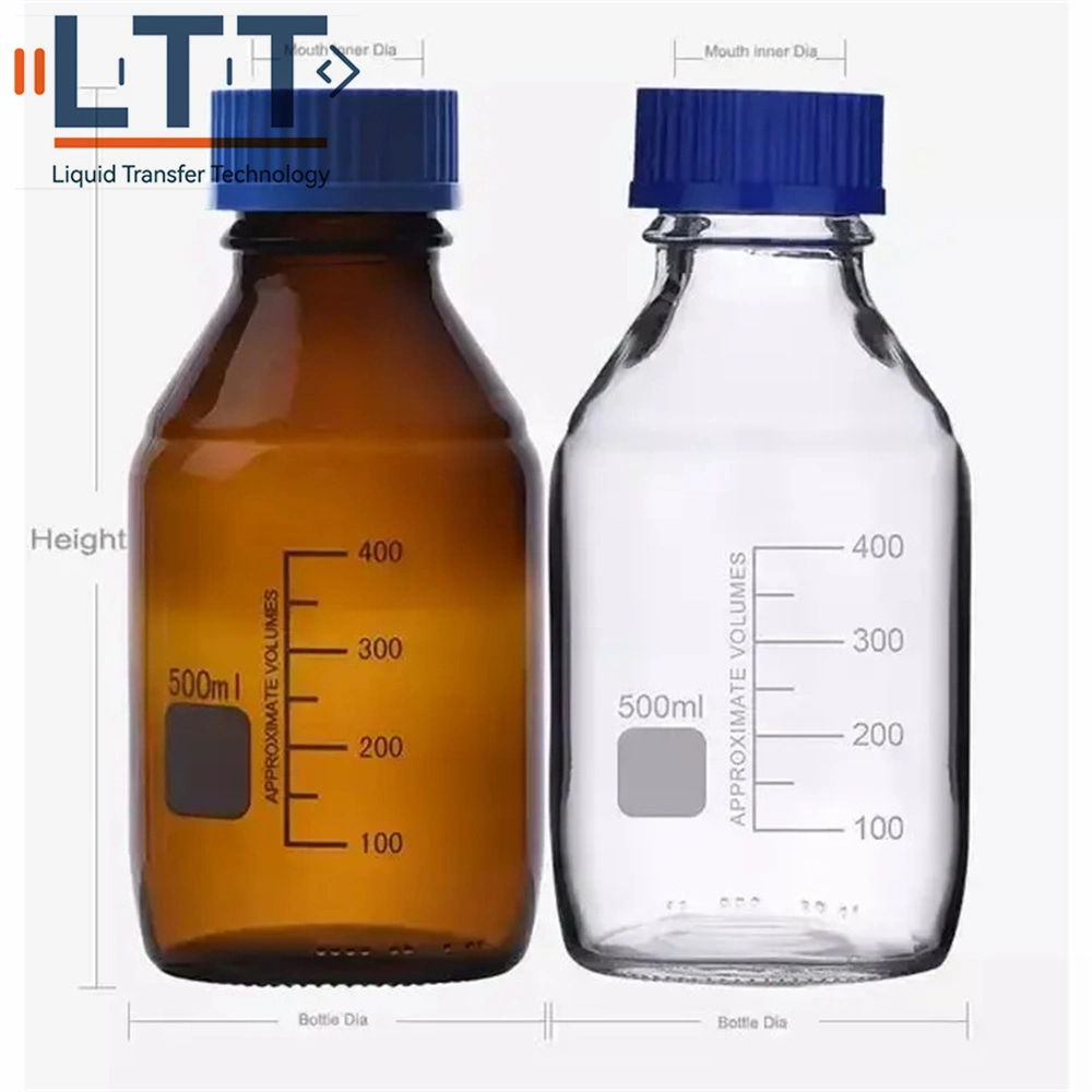 Factory Price Laboratory Round Bottom Blue Screw Cork Glass Media Storage Reagent Bottle