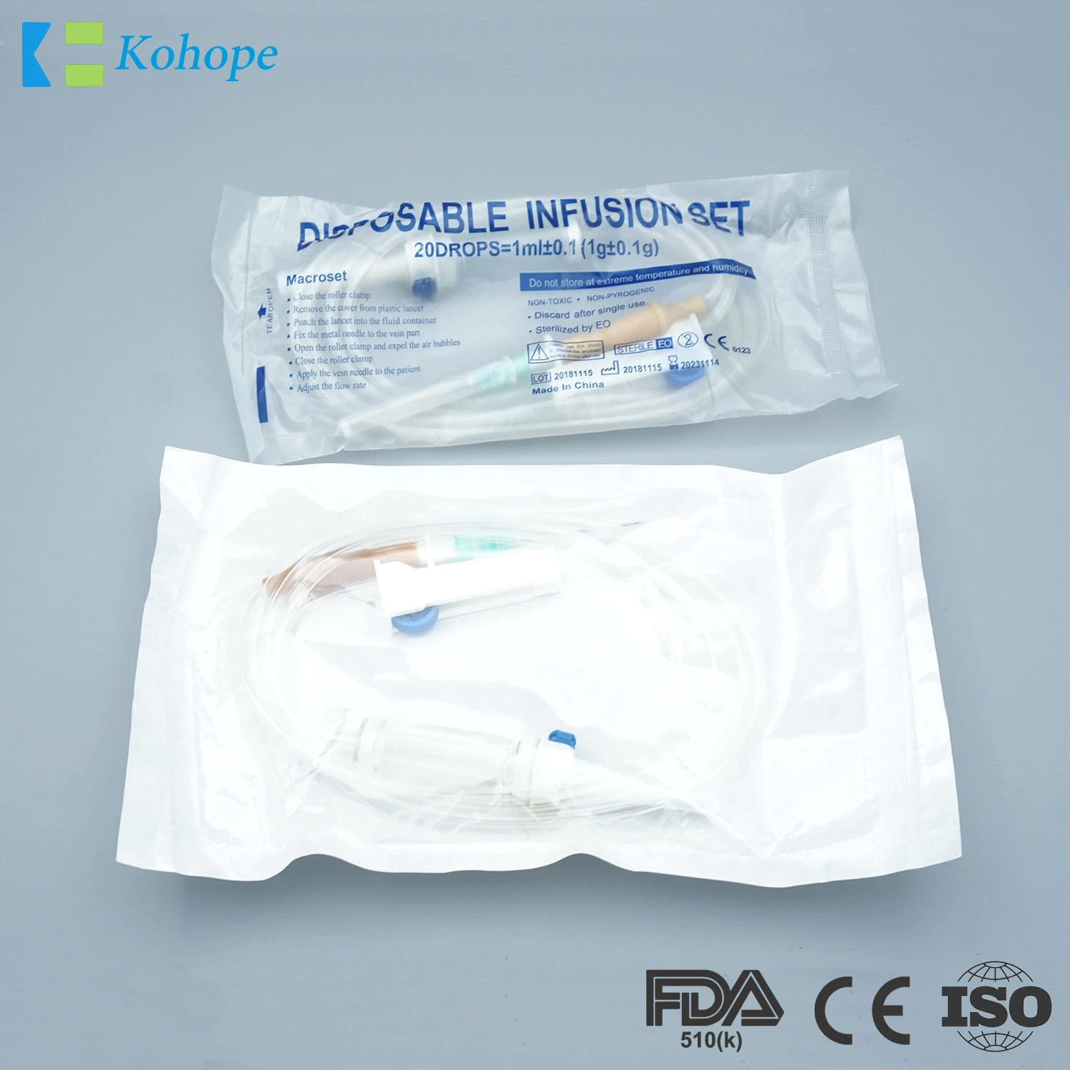 Factory Price Roller Clamp Latex Free Sterile Blood Transfusion Set CE