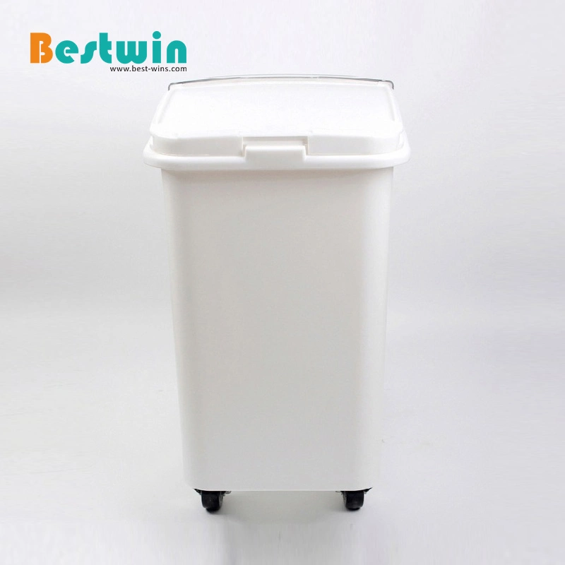 Commercial Kitchen Large Capacity Food Storage Container Plastic Mobile Ingredient Bin with Wheel