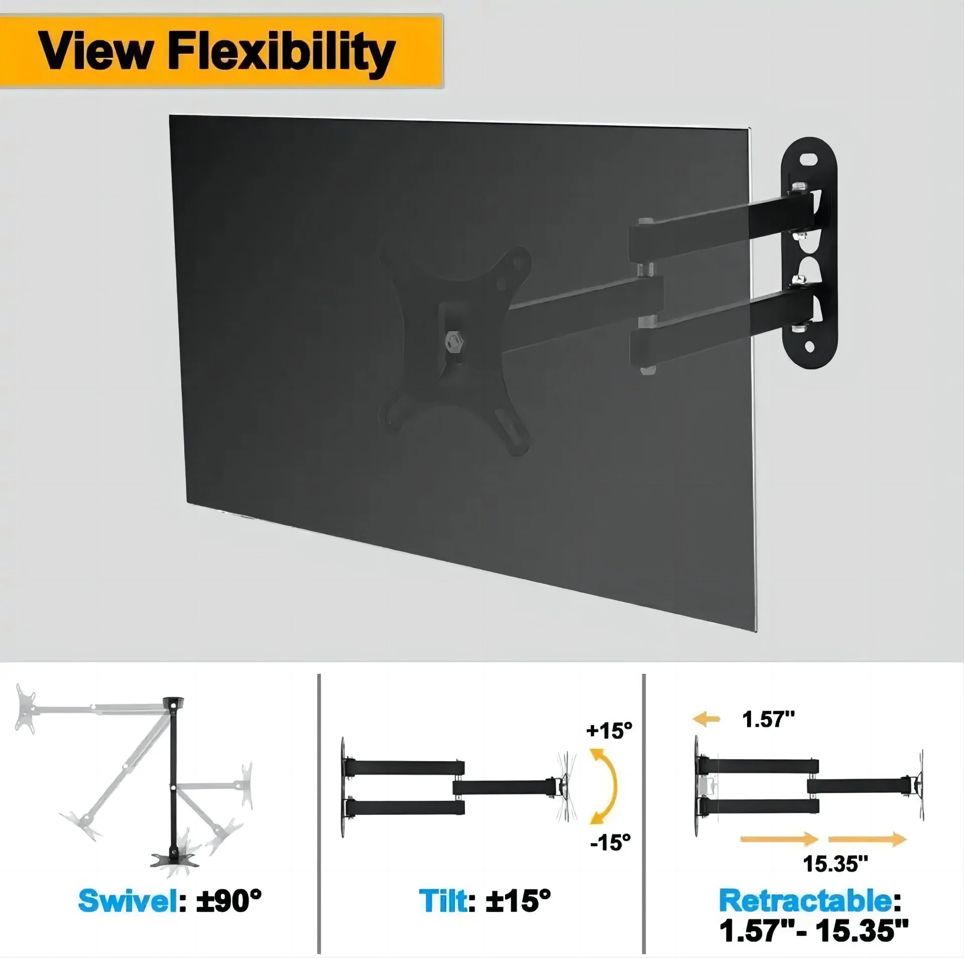 Adjustable TV Wall Mount TV Holder Rotate Wall Bracket Support 180 Rotation