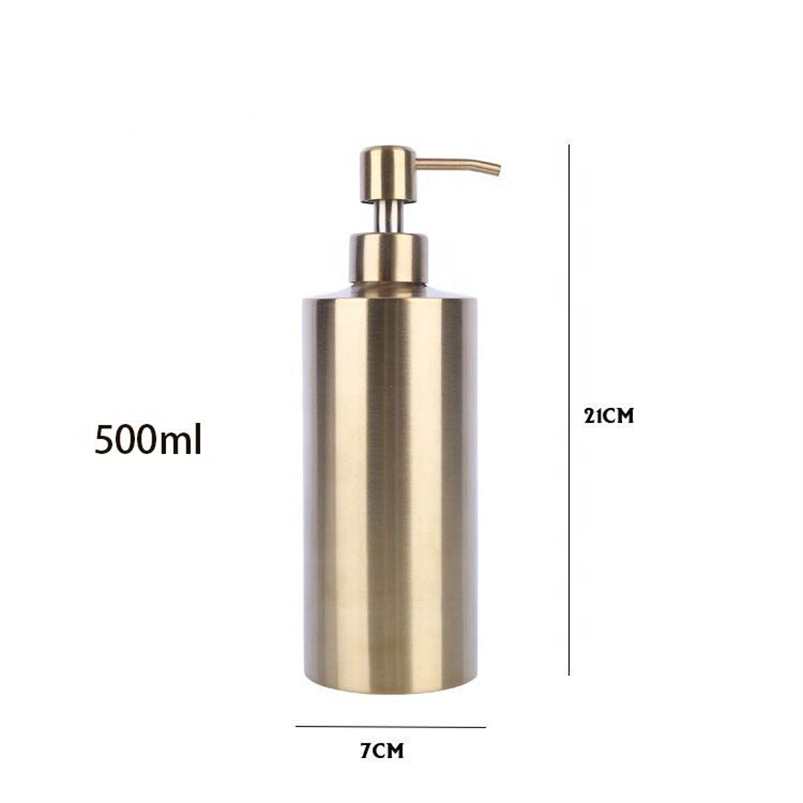 Rendimiento de alta calidad/alto costo 304 Acero inoxidable 500ml Baño Baño Baño Cuarto de baño oro mano de latón Dispensadores de jabón líquido con bomba