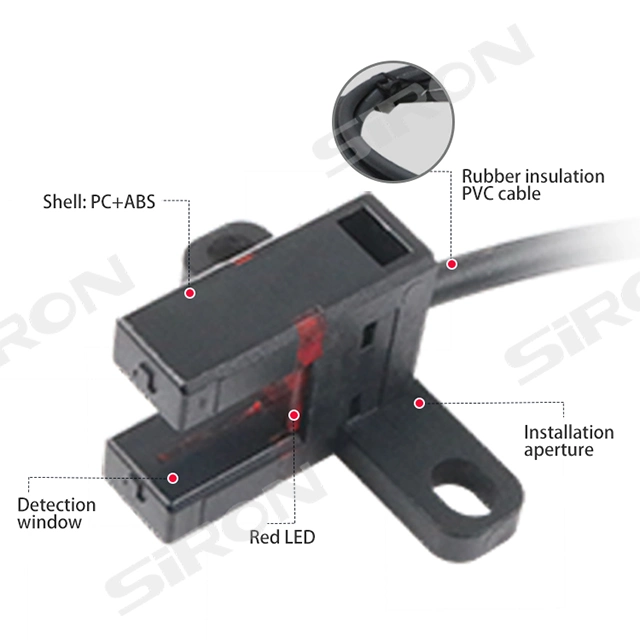 Siron K017-A3 Tipo R LED Rojo ranura del sensor fotoeléctrico de reflexión del transductor de ranura de la óptica IP66.