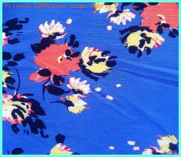 Printed Crepe Fabric Viscose Rayon Cloth for Women Summer Garments