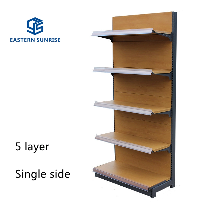 Wooden Color Supermarket Shelf, Heavy Duty Display Rack for Shop/Grocery Store