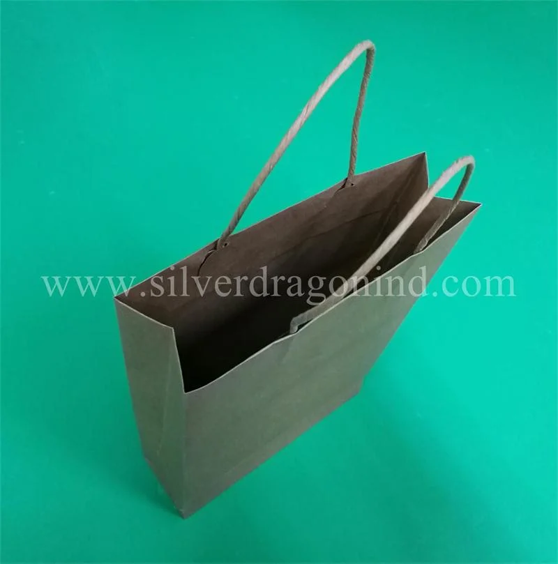 Custom Brown Kraft Paper Shopping Bag with Rope Handle