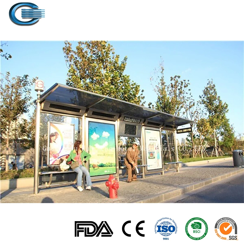 Huasheng Bus Station Shelter China Steel Bus Stop Shelter Manufacturers Solar Bus Shelter and Stainless Steel Metal Smart Bus Stop